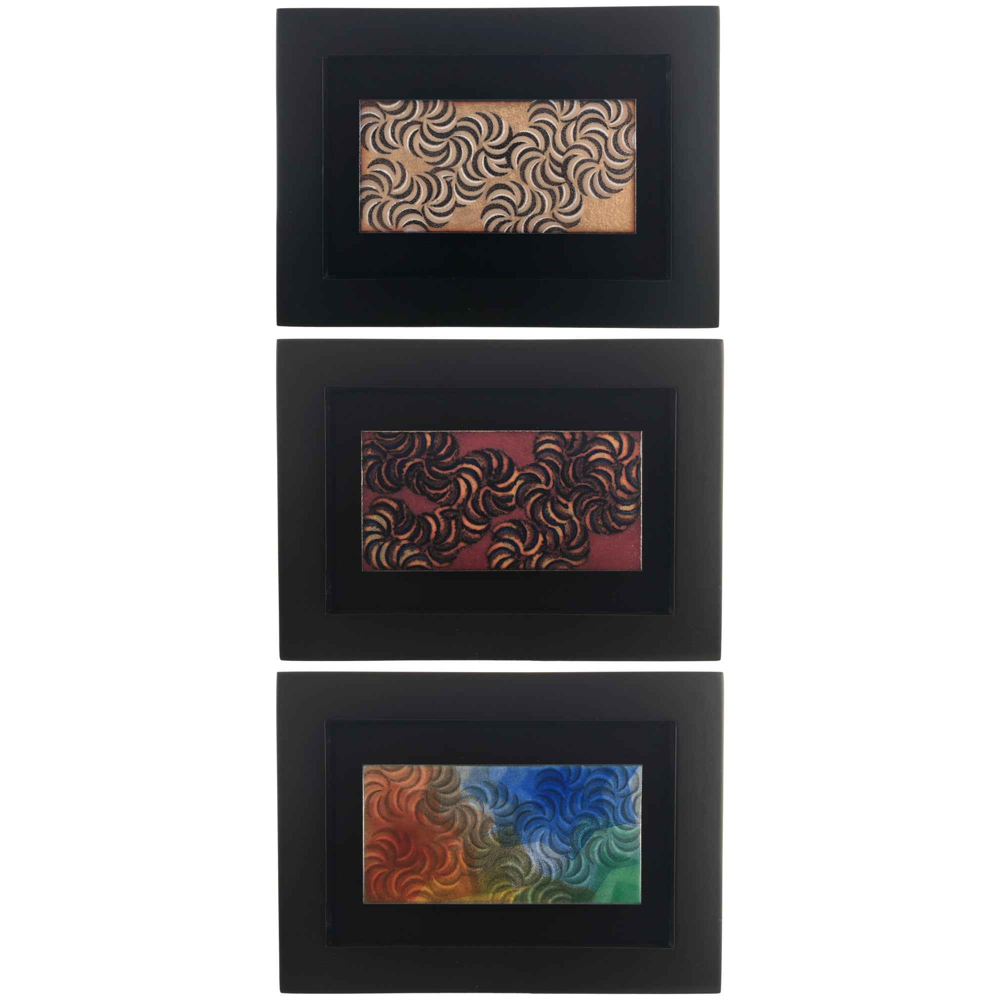 Camille Patton Kinetic Series Set of Three Vitreous Enamel Framed Wall Art