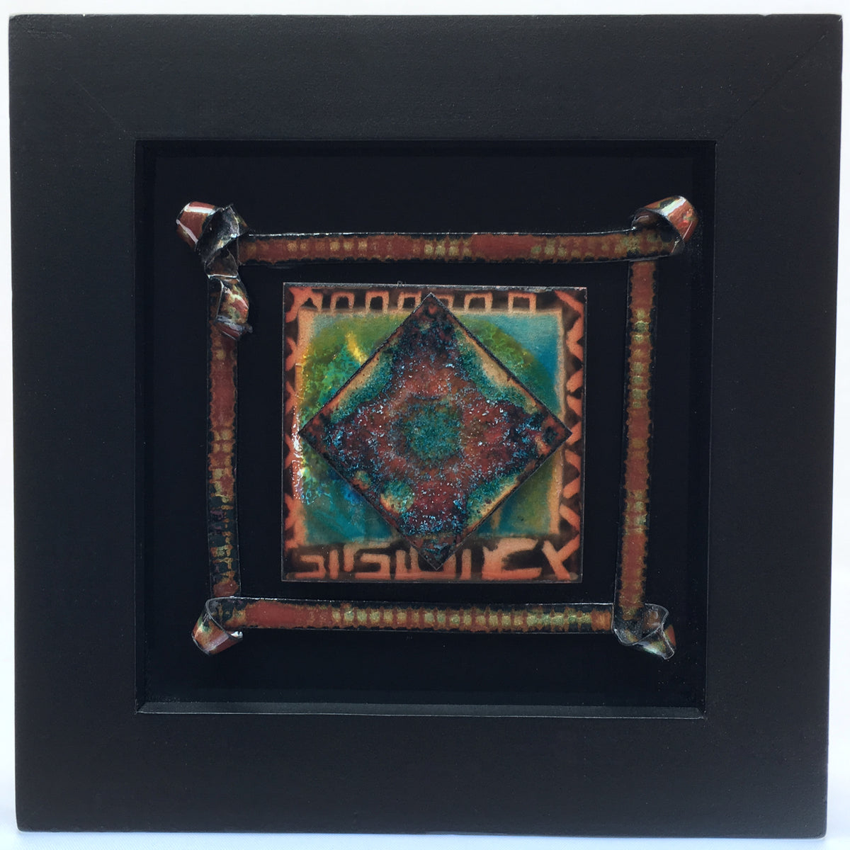 Camille Patton Aztec Vitreous Enamel Framed Wall Art
