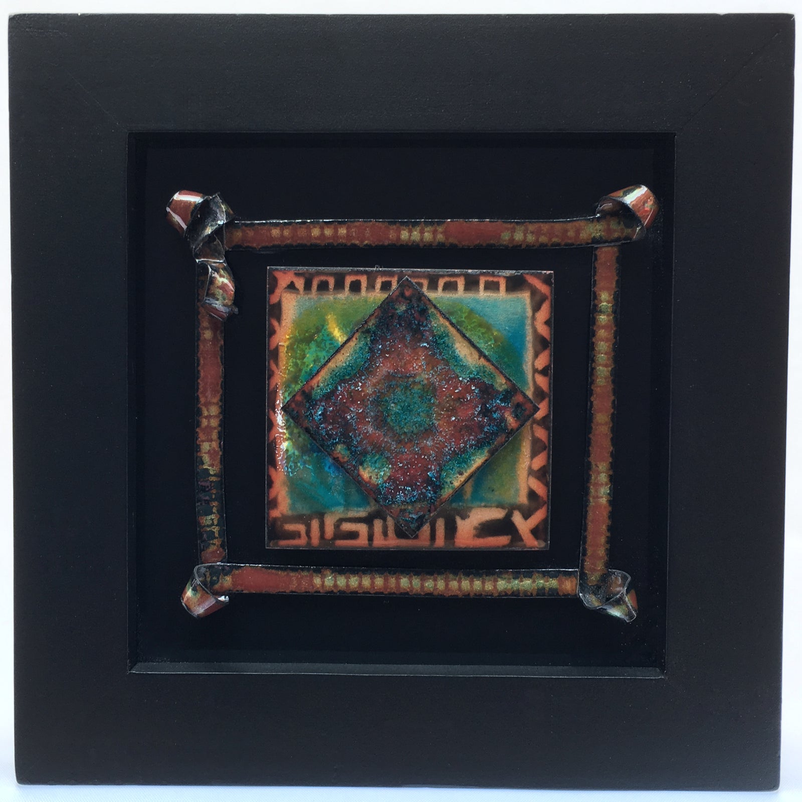 Camille Patton Aztec Vitreous Enamel Framed Wall Art