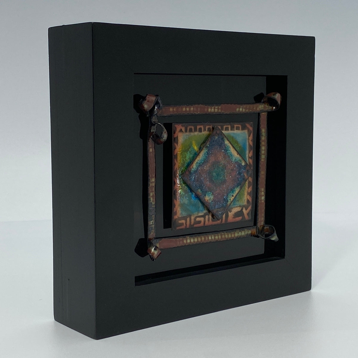 Camille Patton Aztec Vitreous Enamel Framed Wall Art