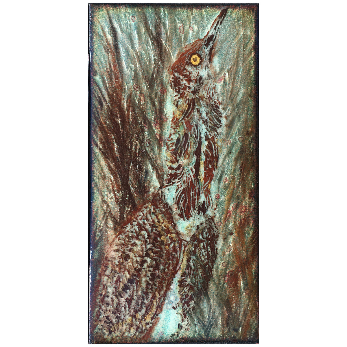 Camille Patton Bitterns in the Brush from the North American Bird Series Vitreous Enamel Framed Wall Art