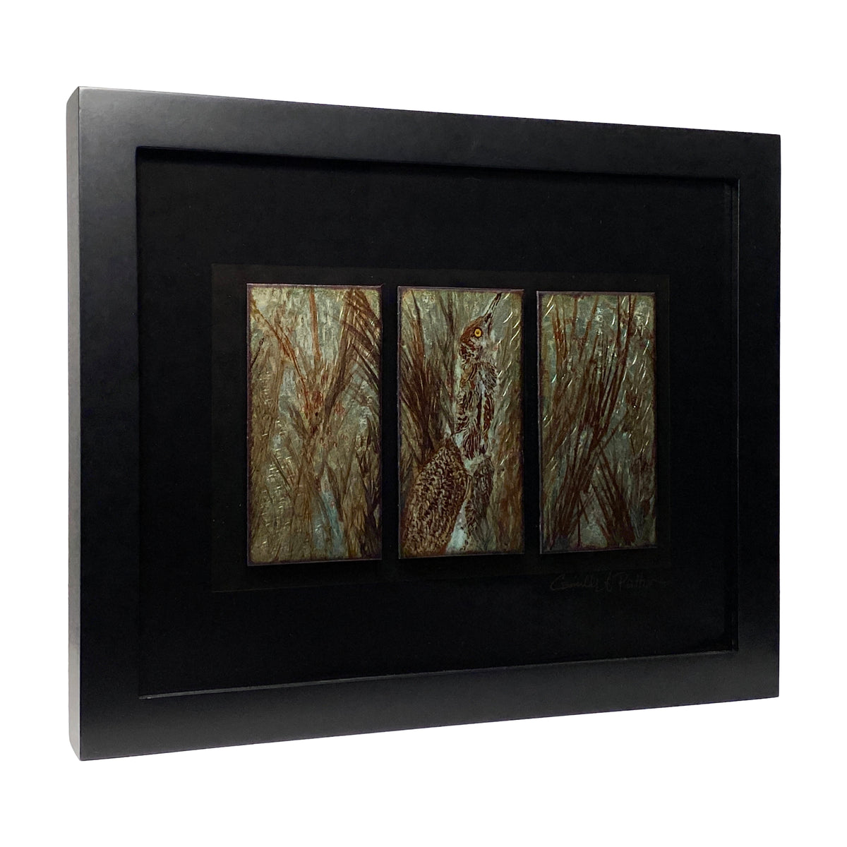 Camille Patton Bitterns in the Brush from the North American Bird Series Vitreous Enamel Framed Wall Art