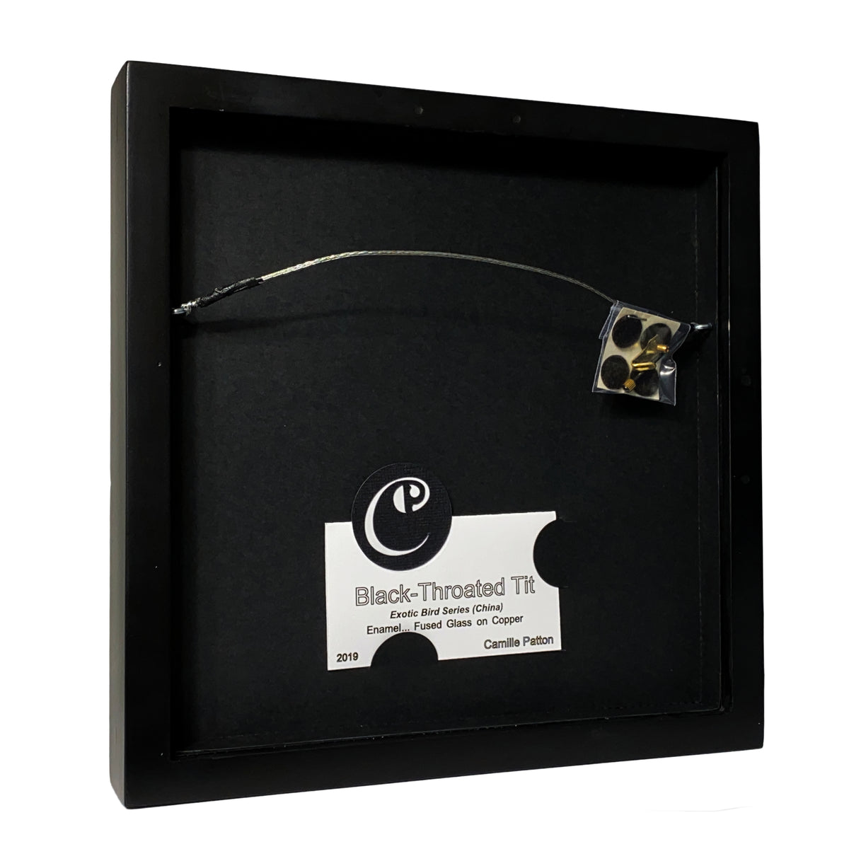 Camille Patton Black Throated Tit from the Exotic Bird Series Vitreous Enamel Framed Wall Art