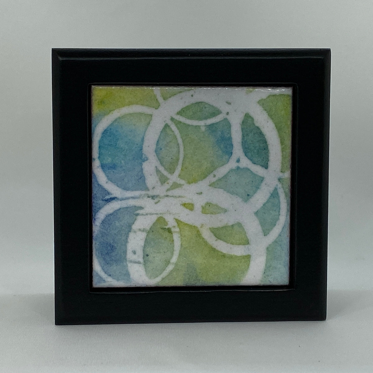 Camille Patton Circles Light Vitreous Enamel Inlay in lid of wooden box