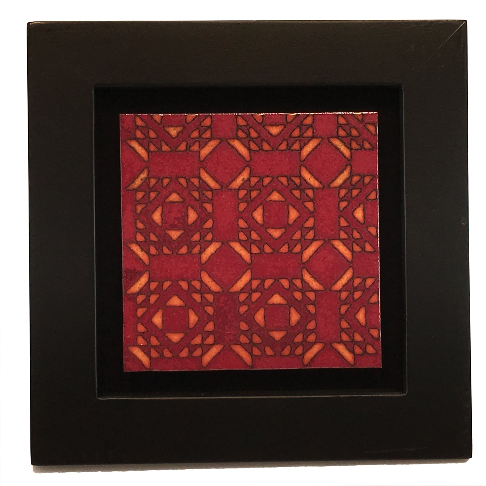 Camille Patton Geometric Copper Vitreous Enamel Framed Wall Art