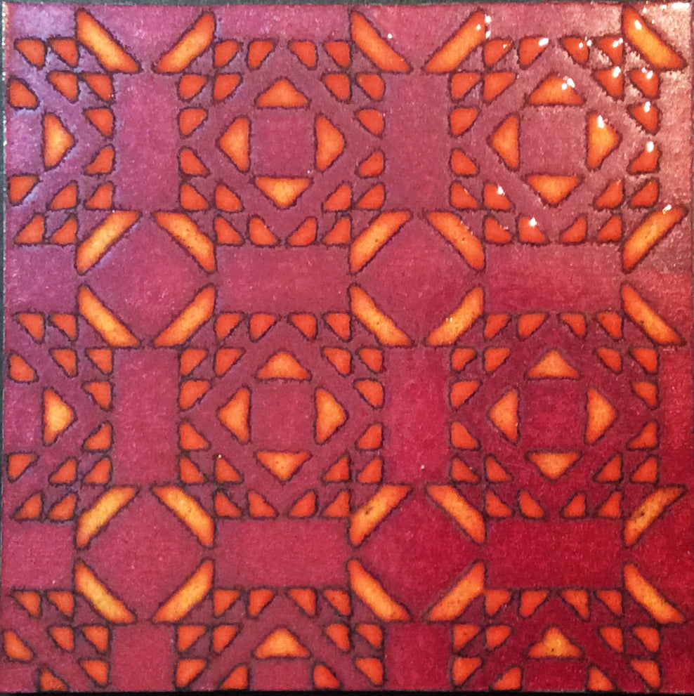 Camille Patton Geometric Copper Vitreous Enamel Framed Wall Art