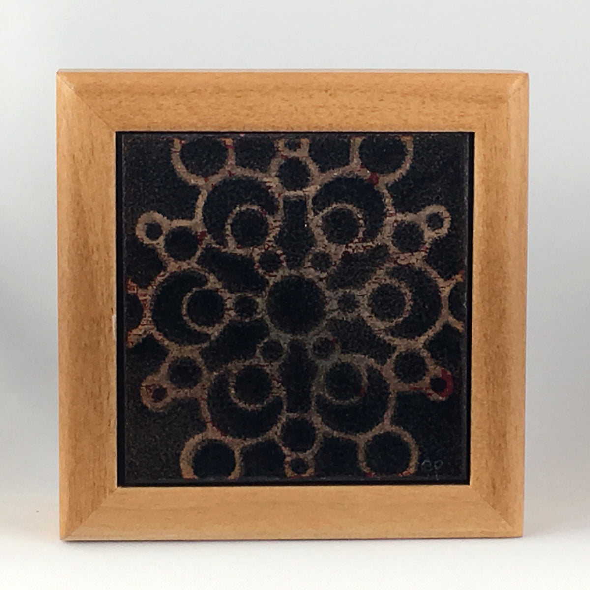 Camille Patton Geometric Snowflake Vitreous Enamel Inlay in lid of wooden box