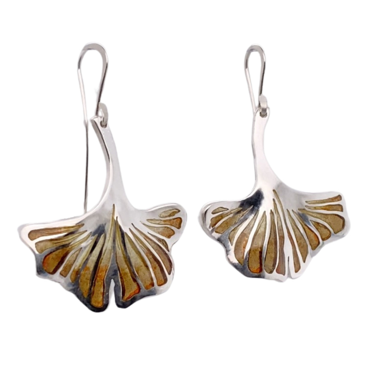Plique-à-Jour Collection: Ginkgo Leaf Earrings