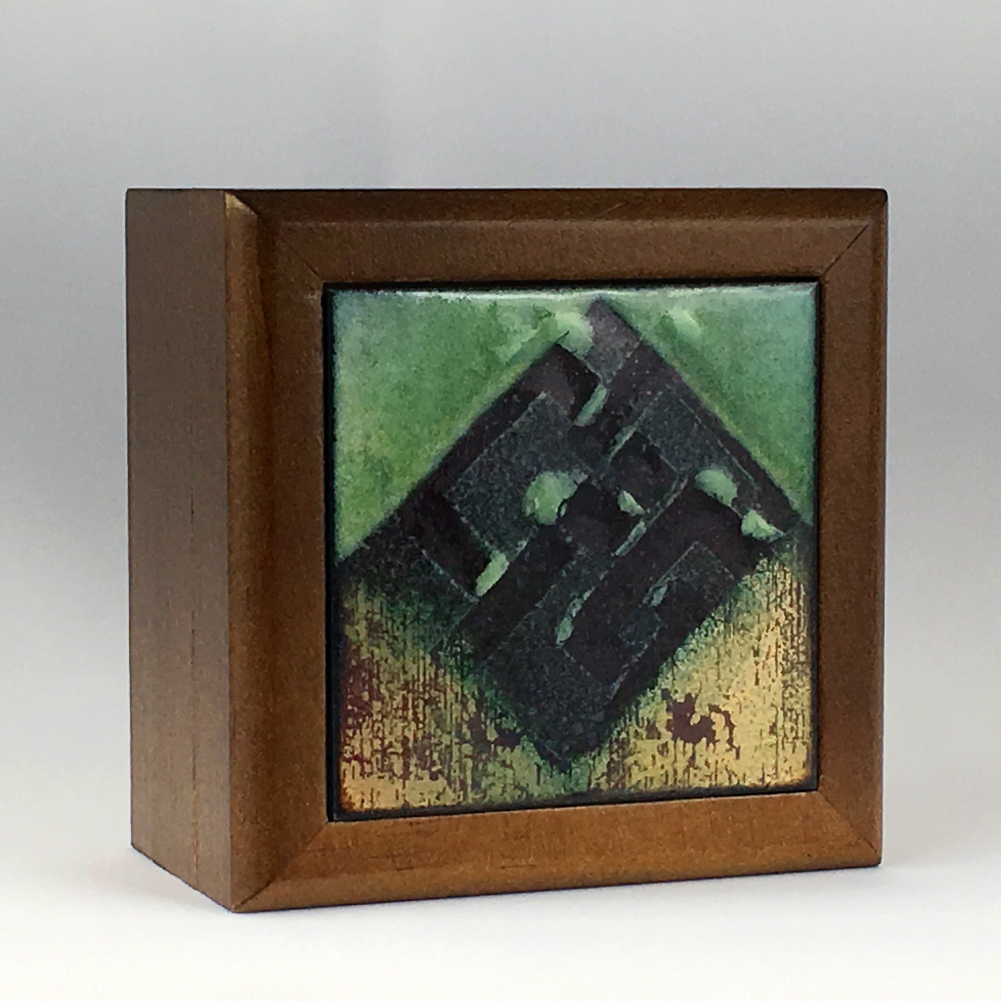 Camille Patton Grand Tour Vitreous Enamel Inlay in lid of wooden box