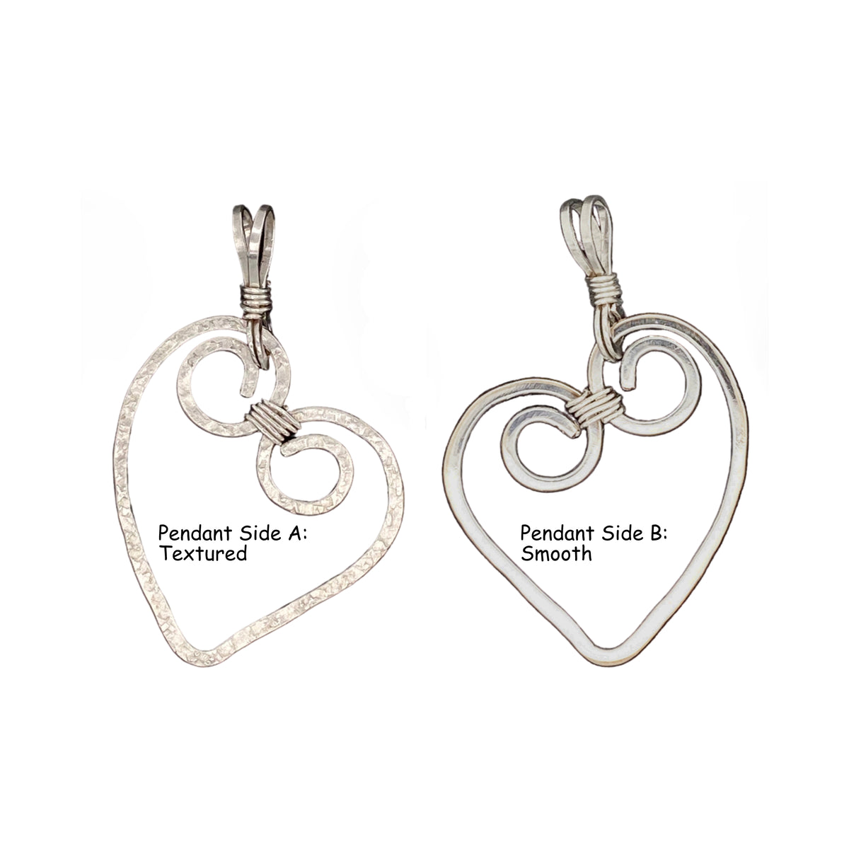 Camille Patton Hammered Hearts Wire Jewelry Pendant S08