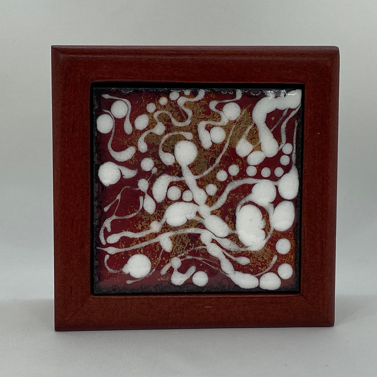 Camille Patton Hear the Music Vitreous Enamel Inlay in lid of wooden box