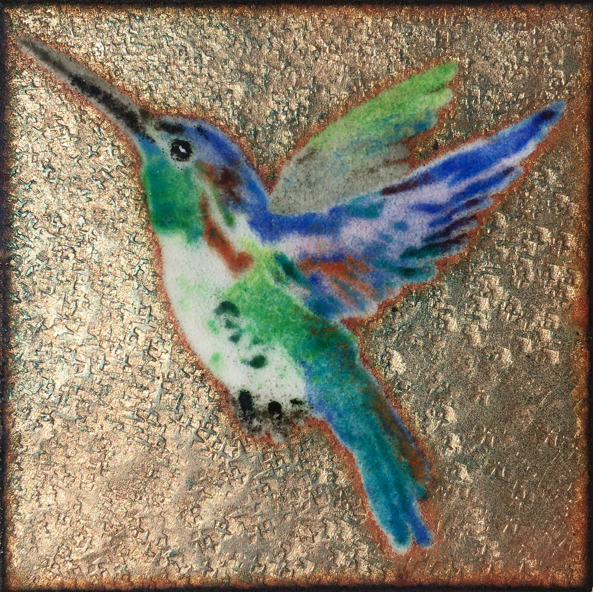 Camille Patton Daisy Flyer from Hummingbird Set of Two Vitreous Enamel Framed Wall Art