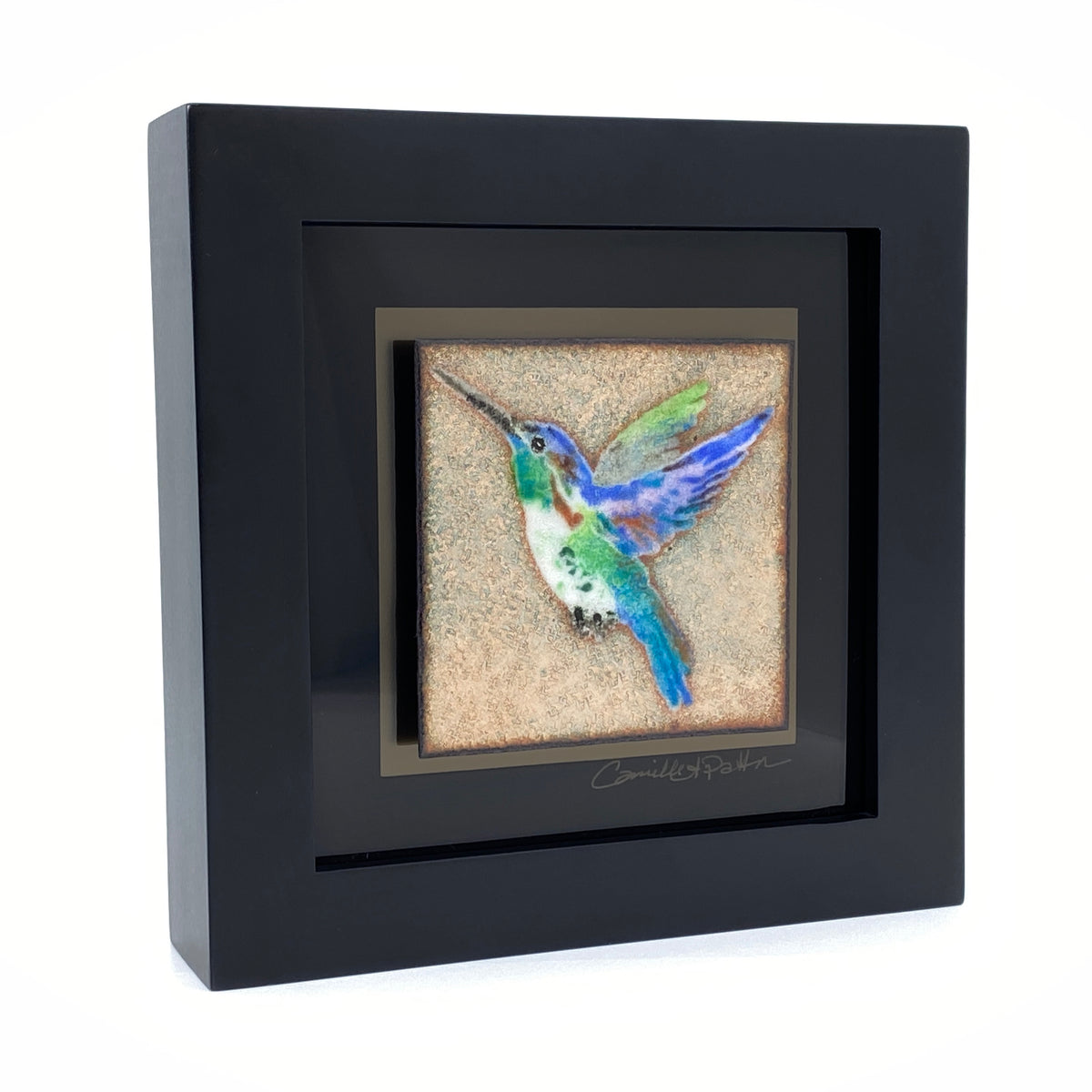 Camille Patton Daisy Flyer from Hummingbird Set of Two Vitreous Enamel Framed Wall Art