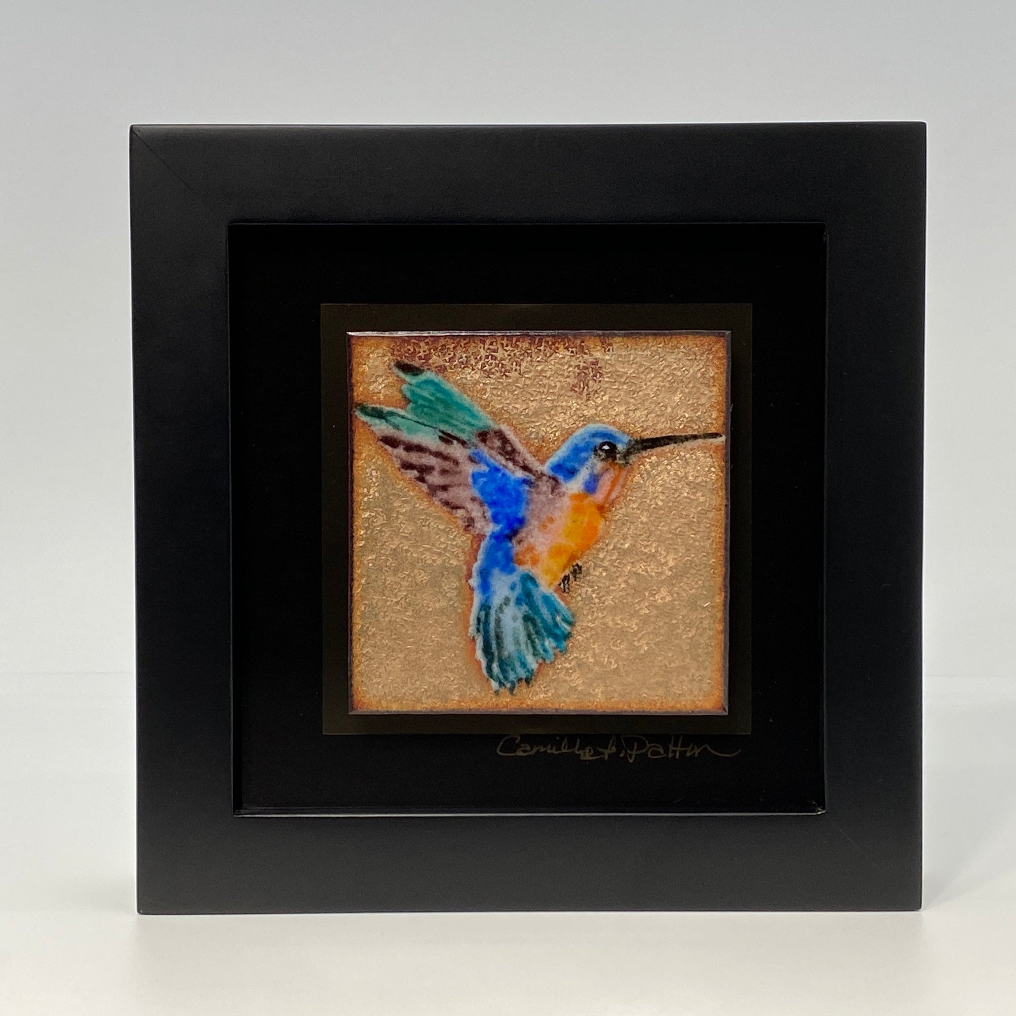 Camille Patton Dash Flyer from Hummingbird Set of Two Vitreous Enamel Framed Wall Art