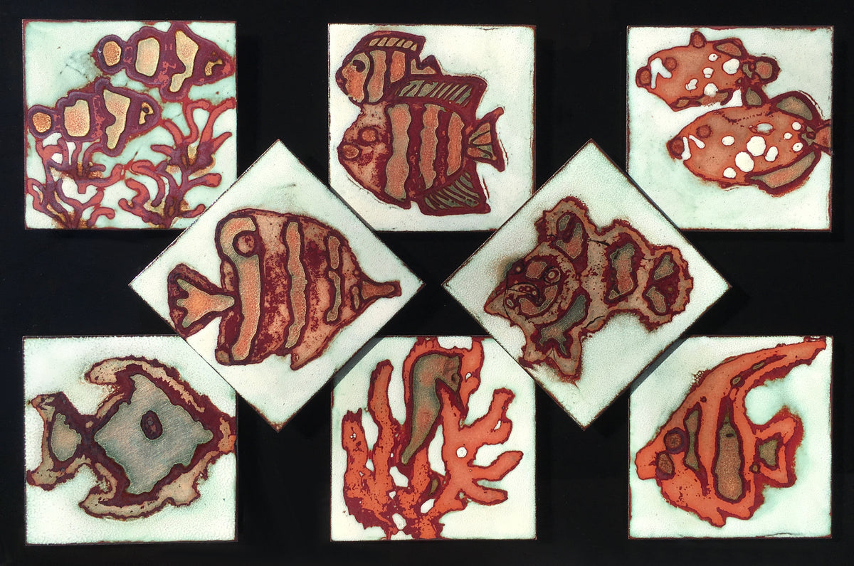 Camille Patton Reef Treasures Vitreous Enamel Framed Wall Art