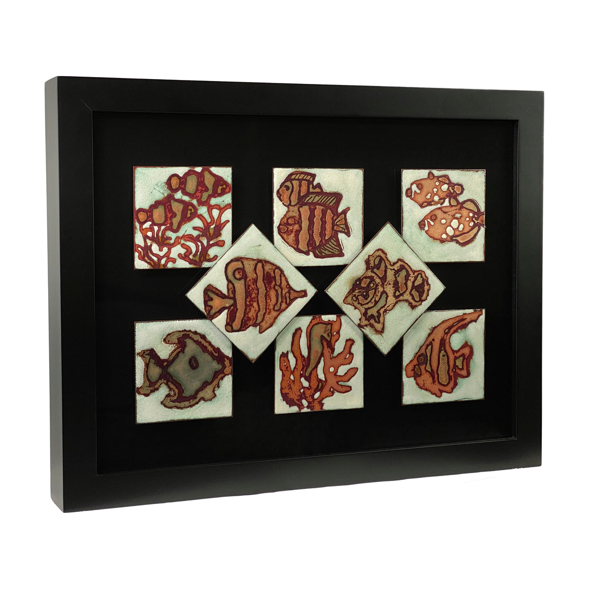 Camille Patton Reef Treasures Vitreous Enamel Framed Wall Art