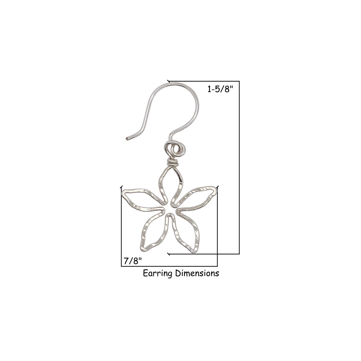 Camille Patton Violet 5 Petal Wire Jewelry Dimensions S03